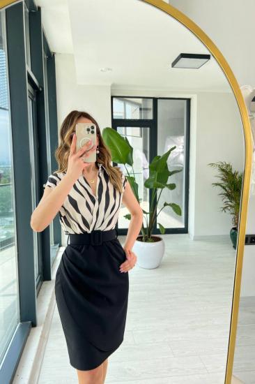 Duble Kemerli Premium Kolsuz Elbise